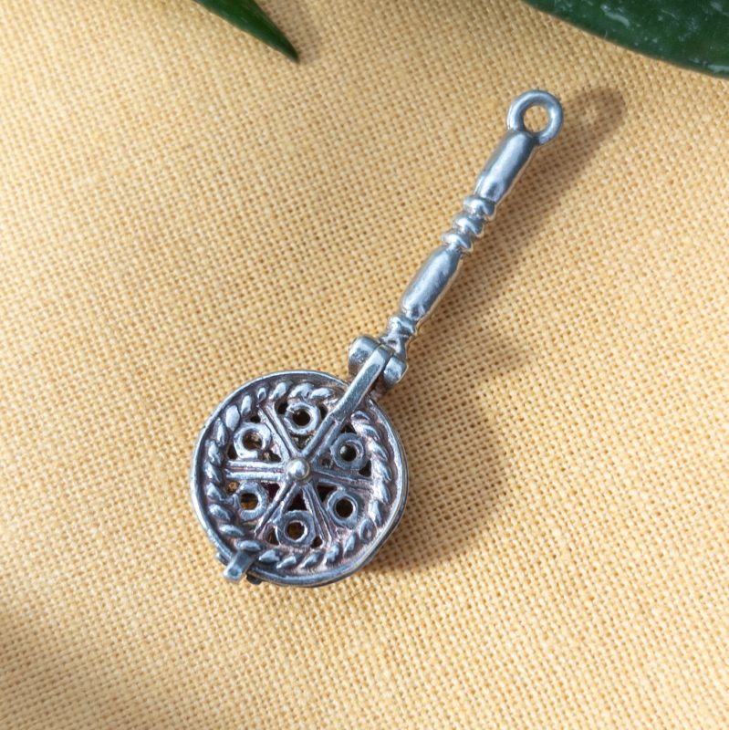 Vintage Sterling Silver Enamel Frying Pan Charm Pendant Opens Nuvo