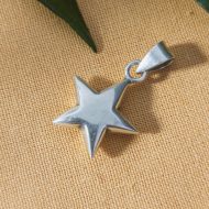 Sterling Silver Puffy Star Pendant Charm 925