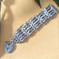 Vintage Sterling Silver Gate Padlock Bracelet 1970s Hallmarked Heart Lock