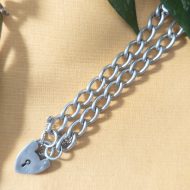 Vintage Sterling Silver Heart Padlock Charm Bracelet Hallmarked