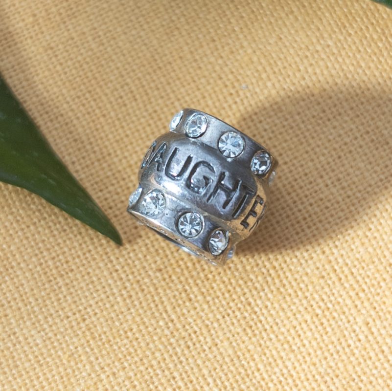 Sterling Silver CZ Daughter Charm Round
