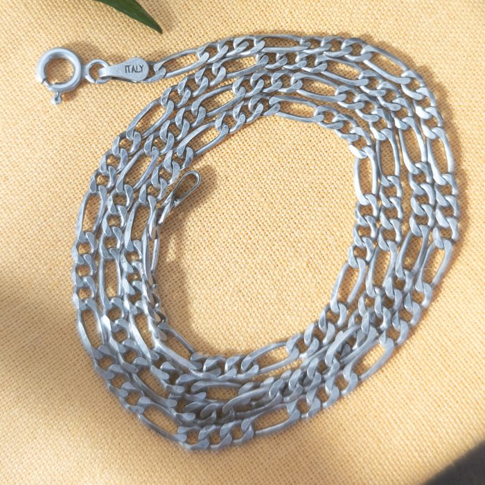 Vintage Sterling Silver Figaro Chain Necklace 925 Italy