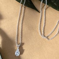 Sterling Silver Next CZ Teardrop Pendant Necklace