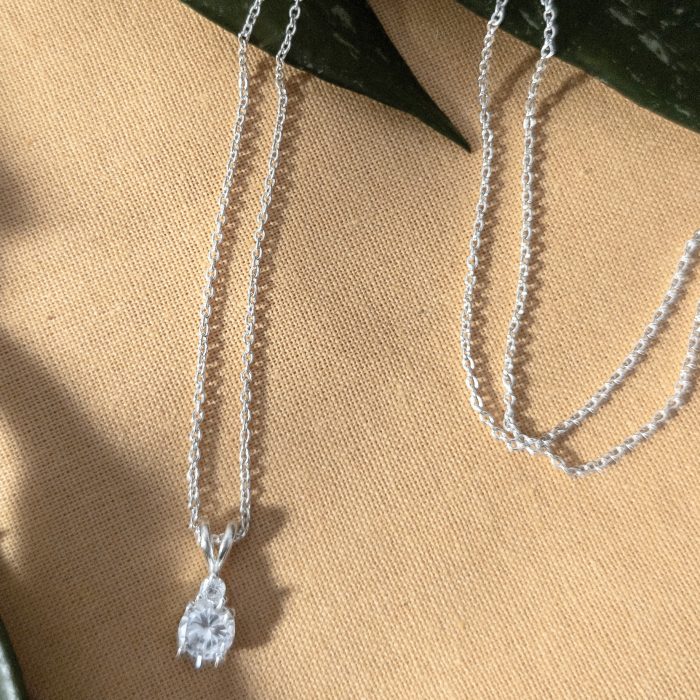 Sterling Silver Next CZ Teardrop Pendant Necklace