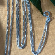 Vintage Sterling Silver Cable Link Chain Necklace Long Italy 925
