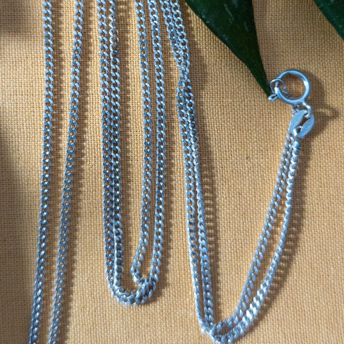 Vintage Sterling Silver Cable Link Chain Necklace Long Italy 925