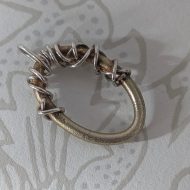 Vintage Sterling Silver Oval Brutalist Pendant, Round Barbed Wire Modernist - Image 8