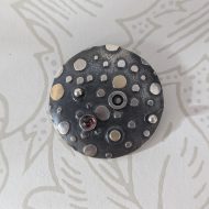 Vintage Silver Amethyst Abstract Modernist Pendant Round Artist Pebble - Image 2
