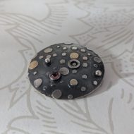 Vintage Silver Amethyst Abstract Modernist Pendant Round Artist Pebble - Image 3