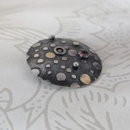 Vintage Silver Amethyst Abstract Modernist Pendant Round Artist Pebble - Image 5