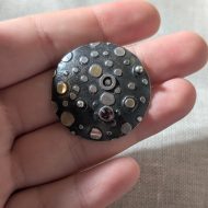 Vintage Silver Amethyst Abstract Modernist Pendant Round Artist Pebble - Image 7