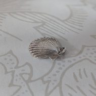 Vintage Sterling Silver Seashell Pendant, Clam Scallop Shell Charm - Image 5