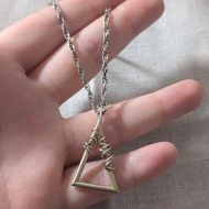 Vintage Sterling Silver Brutalist Triangle Pendant, Gold Wash Barbed Wire Modernist - Image 2