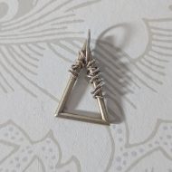 Vintage Sterling Silver Brutalist Triangle Pendant, Gold Wash Barbed Wire Modernist - Image 4
