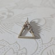 Vintage Sterling Silver Brutalist Triangle Pendant, Gold Wash Barbed Wire Modernist - Image 5