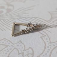 Vintage Sterling Silver Brutalist Triangle Pendant, Gold Wash Barbed Wire Modernist - Image 6