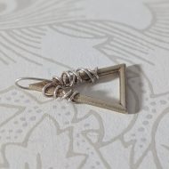 Vintage Sterling Silver Brutalist Triangle Pendant, Gold Wash Barbed Wire Modernist - Image 7