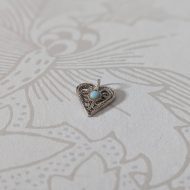 Vintage Silver Filigree Blue Love Heart Pendant Charm - Image 4