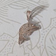 Vintage Sterling Silver Filigree Dolphin Pendant - Image 2