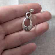 Vintage Sterling Silver Doorknocker Drop Pendant, Modernist Figure 8 - Image 2