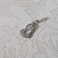 Sterling Silver Love Heart Flower Sparkly CZ Pendant - Image 3