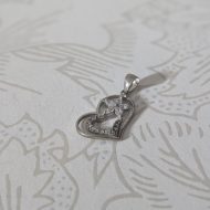 Sterling Silver Love Heart Flower Sparkly CZ Pendant - Image 6