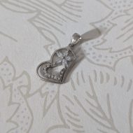 Sterling Silver Love Heart Flower Sparkly CZ Pendant - Image 7