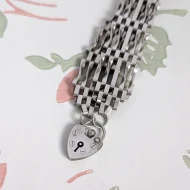 Vintage Sterling Silver Gate Padlock Bracelet 1970s Hallmarked Heart Lock - Image 4