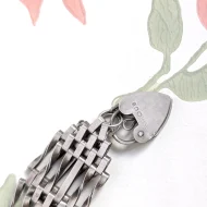 Vintage Sterling Silver Gate Padlock Bracelet 1970s Hallmarked Heart Lock - Image 8