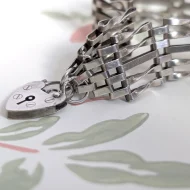Vintage Sterling Silver Gate Padlock Bracelet 1970s Hallmarked Heart Lock - Image 9