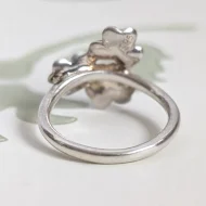 Sterling Silver Daisy Flower Ring Triple Floral Minimalist Band 925 - Image 5