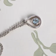 Vintage Sterling Silver CZ Teardrop Blue Pendant Necklace - Image 6