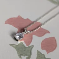 Sterling Silver Next CZ Teardrop Pendant Necklace - Image 5