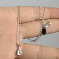 Sterling Silver Next CZ Teardrop Pendant Necklace - Image 2
