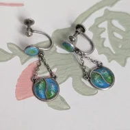 Vintage Sterling Silver Peacock Enamel Screw Back Earrings Dangle Drop Art Nouveau Arts and Crafts - Image 5