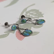 Vintage Sterling Silver Peacock Enamel Screw Back Earrings Dangle Drop Art Nouveau Arts and Crafts - Image 6