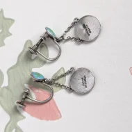 Vintage Sterling Silver Peacock Enamel Screw Back Earrings Dangle Drop Art Nouveau Arts and Crafts - Image 7