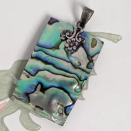 Sterling Silver Rectangle Abalone Flower Pendant - Image 2