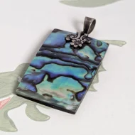 Sterling Silver Rectangle Abalone Flower Pendant - Image 3