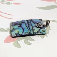Sterling Silver Rectangle Abalone Flower Pendant - Image 4