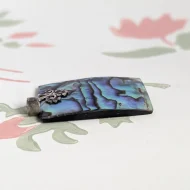 Sterling Silver Rectangle Abalone Flower Pendant - Image 5