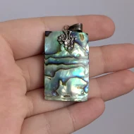 Sterling Silver Rectangle Abalone Flower Pendant - Image 7
