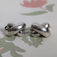 Vintage Sterling Silver Thomas Sabo Earrings Puffy Criss Cross Clip Ons 925 - Image 8