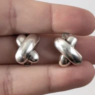Vintage Sterling Silver Thomas Sabo Earrings Puffy Criss Cross Clip Ons 925 - Image 2