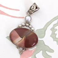Sterling Silver Jasper Pearl Boho Pendant - Image 7