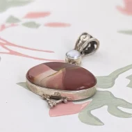 Sterling Silver Jasper Pearl Boho Pendant - Image 8