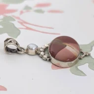 Sterling Silver Jasper Pearl Boho Pendant - Image 9