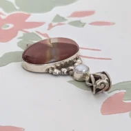 Sterling Silver Jasper Pearl Boho Pendant - Image 2