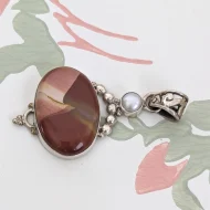Sterling Silver Jasper Pearl Boho Pendant - Image 4