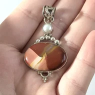 Sterling Silver Jasper Pearl Boho Pendant - Image 6